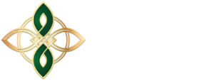 D&E Decor logo featuring a Celtic-inspired design with green and gold accents, accompanied by the tagline "Luxury Finishes, Panels & Signage".